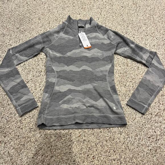 NWT Smartwool Quarter Zip Baselayer Sz S Merino 250 Wool Gray Mountainscape Hike